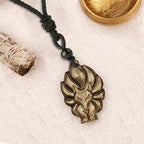 Fortune Jewel Natural Fluorite Gold Sheen Obsidian Fox Pendant Protection Necklace