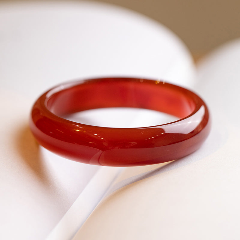 Fortune Jewel Natural Red Agate Confidence Bracelet Bangle
