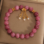 Fortune Jewel Pink Tourmaline Lotus Flower Positive Bracelet