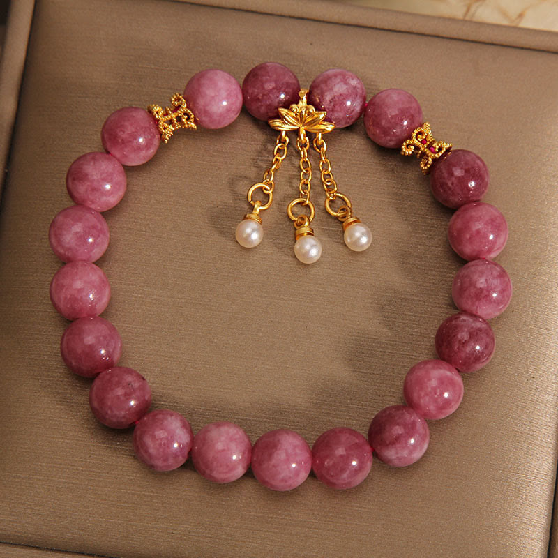 Fortune Jewel Pink Tourmaline Lotus Flower Positive Bracelet