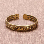 Fortune Jewel 2Pcs Om Mani Padme Hum Dragon Phoenix Copper Leather Peace Cuff Bracelet Bangle