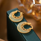 Fortune Jewel Crescent Moon Jade Prosperity Drop Earrings