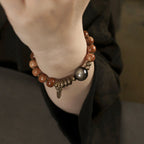 Fortune Jewel Kuka Seed Tiger Eye Gold Sheen Obsidian Brass Copper Wealth Luck Bracelet