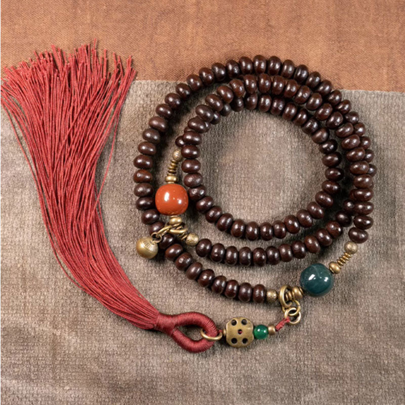 Fortune Jewel 108 Mala Beads Natural Tibet Purple Bodhi Seed Auspiciousness Bracelet