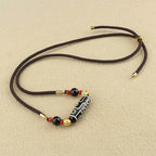 Fortune Jewel Tibetan Nine-Eye Dzi Bead Protection Blessings String Necklace Pendant