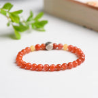 Fortune Jewel 925 Sterling Silver Chinese Zodiac Natal Buddha Amulet Red Agate Amber Self-acceptance Bracelet