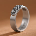 Fortune Jewel 999 Sterling Silver Auspicious Clouds Engraved Blessing Adjustable Ring