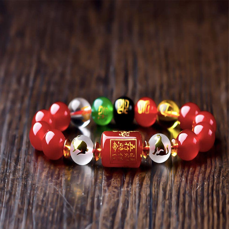 Fortune Jewel Chinese Zodiac Feng Shui Obsidian Five-Element Wealth Porsperity Bracelet