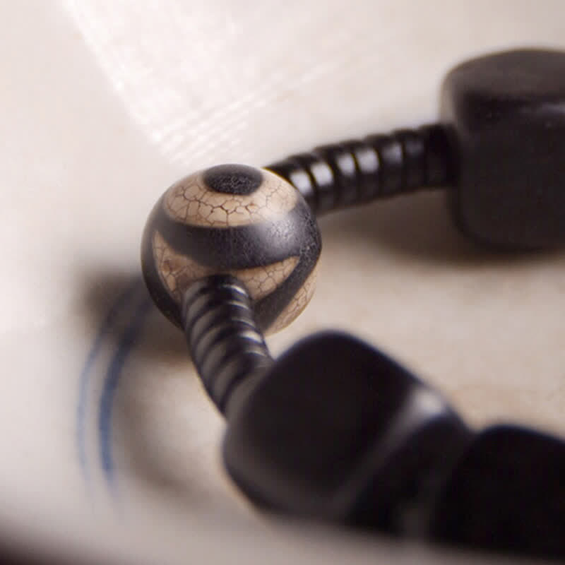 Fortune Jewel Tibetan Ebony Wood Dzi Bead Strength Bracelet