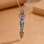 Fortune Jewel Tibet Om Mani Padme Hum Dzi Bead Dorje Vajra Pattern Wealth Rotatable Necklace Pendant
