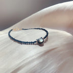 Fortune Jewel 14K Gold Plated Black Spinel White Crystal Cute Cat Tridacna Stone Healing Bracelet