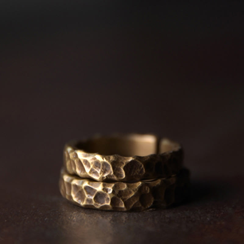 Fortune Jewel Tibetan Bump Texture Design Copper Brass Luck Ring