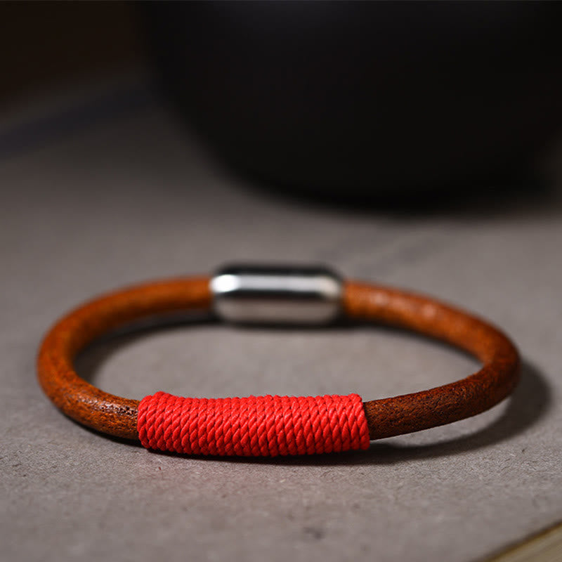 Fortune Jewel Tibetan Leather Handmade Five Elements Luck Braid String Buckle Bracelet