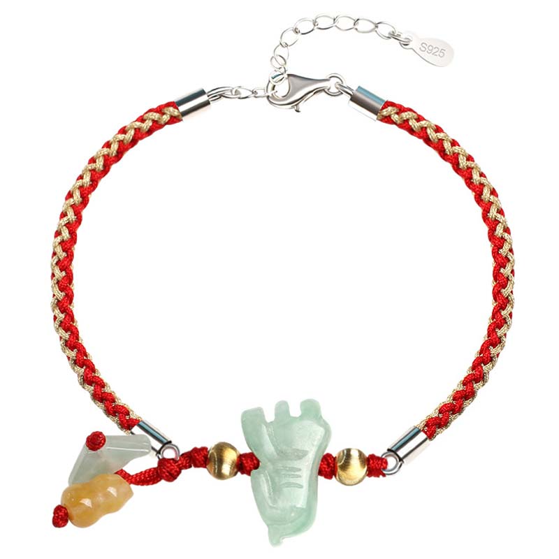 Fortune Jewel Chinese Zodiac Jade Prosperity Red String Bracelet Anklet - Fortune Jewel