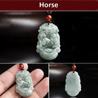 Fortune Jewel Natural Jade 12 Chinese Zodiac Sucess Pendant Necklace Fortune Jewel