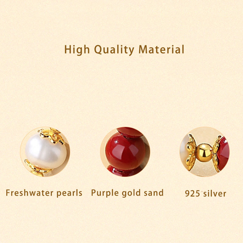 Fortune Jewel 925 Sterling Silver Natural Cinnabar Pearl Blessing Necklace Pendant Bracelet Earrings Jewelry Set
