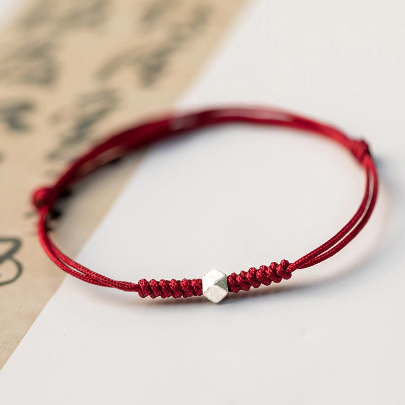 Fortune Jewel 925 Sterling Silver Luck Bead Protection Red String Braided Bracelet