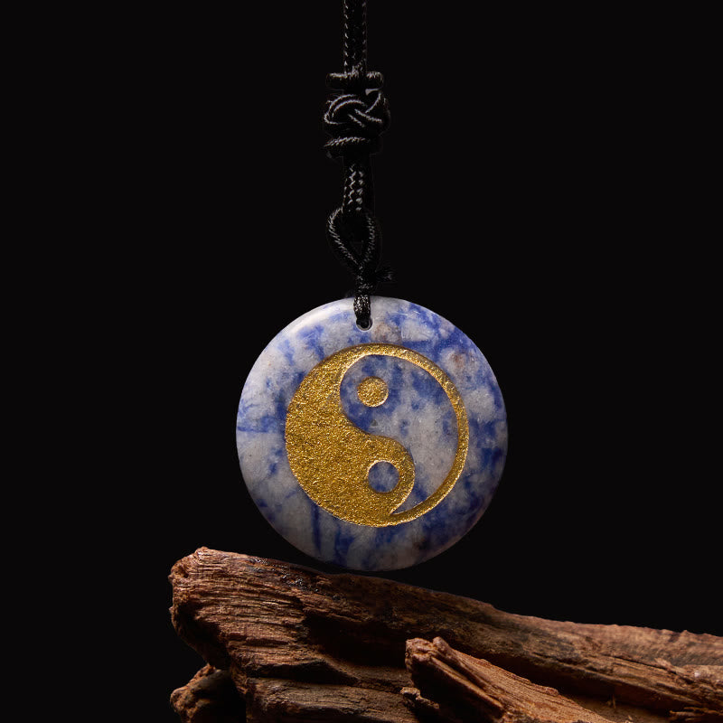 Fortune Jewel Various Crystal Amethyst Tiger Eye Green Aventurine Yin Yang Spiritual Necklace Pendant
