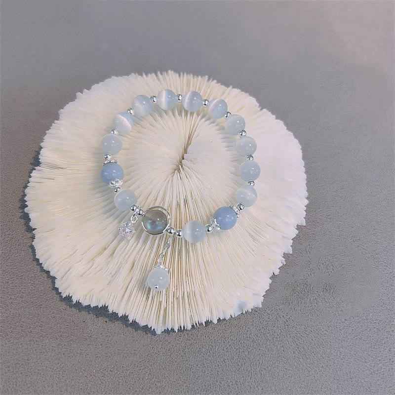 Fortune Jewel Cat's Eye Moonstone Butterfly Star Charm Support Bracelet