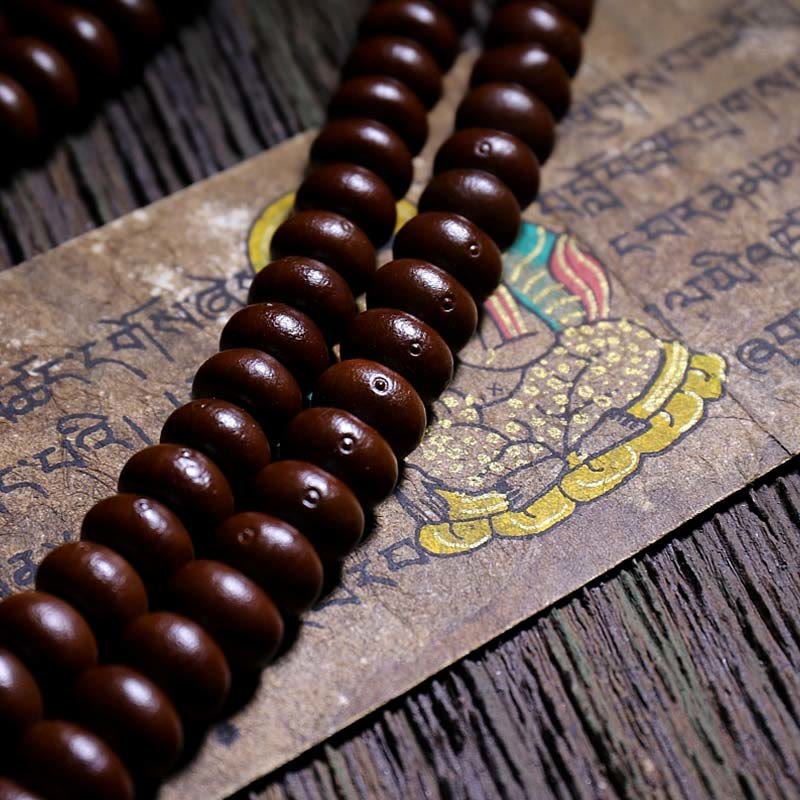 Fortune Jewel Natural Tibet 108 Mala Beads Purple Bodhi Seed Three-eyed Dzi Bead Copper Dorje Harmony Bracelet