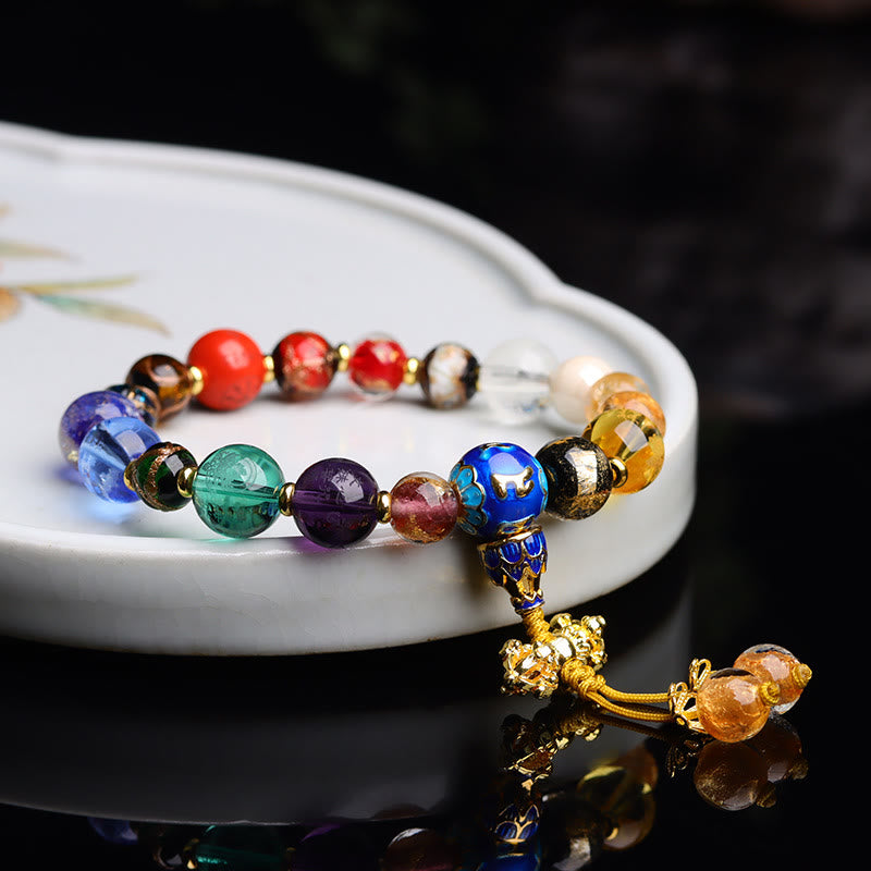 Fortune Jewel Tibetan Colorful Incense Ash Liuli Glass Bead Om Mani Padme Hum Dorje Vajra 18 Beads Wrist Mala