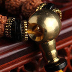 Fortune Jewel 108 Mala Beads Rudraksha Bodhi Seed Dzi Bead Luck Wealth Bracelet