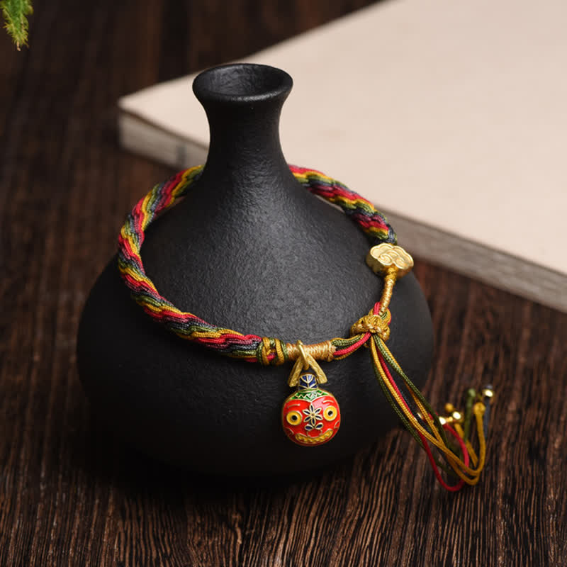 Fortune Jewel Gold Swallowing Beast Family Luck Reincarnation Knot Colorful String Bracelet