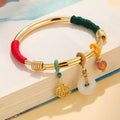 Fortune Jewel Pink Crystal Peace Buckle Lucky Flower Love Bracelet Bangle