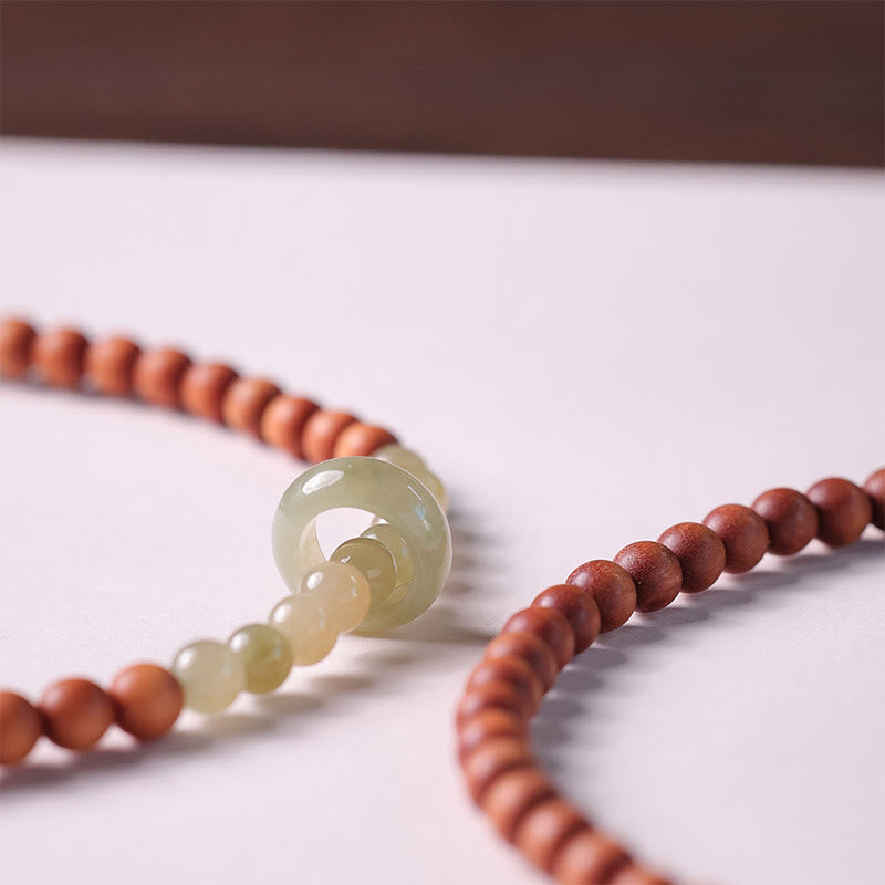 Fortune Jewel Sandalwood Hetian Jade Protection Double Wrap Bracelet