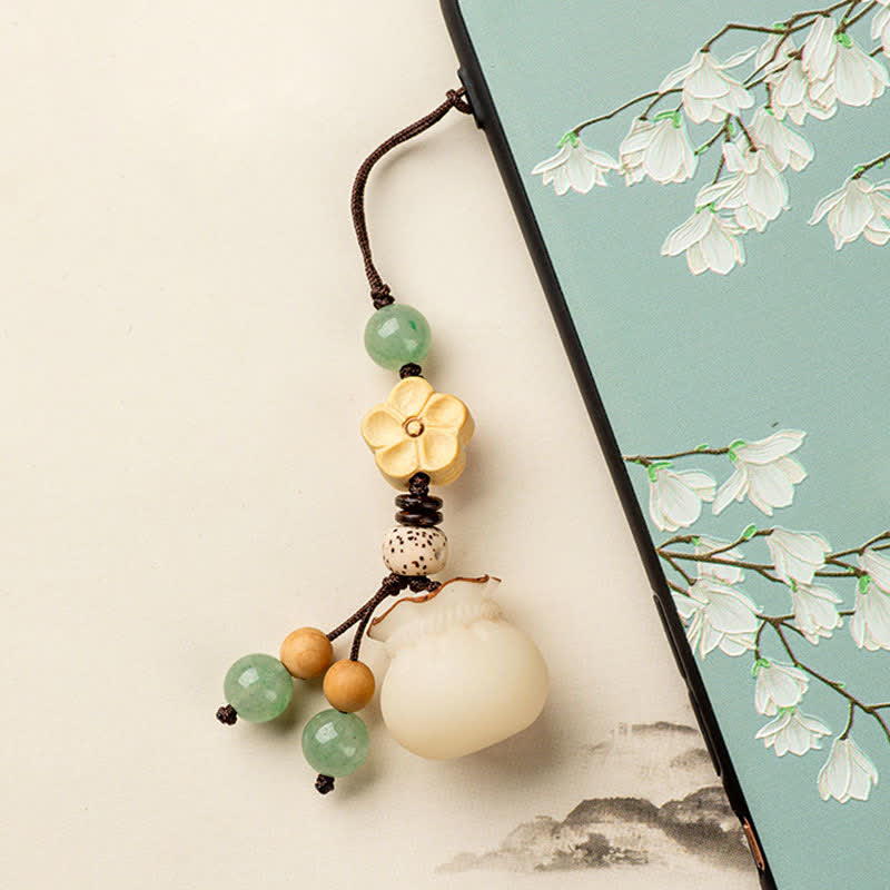 Fortune Jewel Natural Bodhi Seed Money Bag Flower Blessing Prosperity Keychain