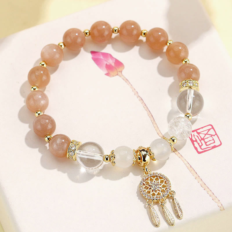 Fortune Jewel Green Strawberry Quartz Amethyst Crystal Dreamcatcher Healing Bracelet