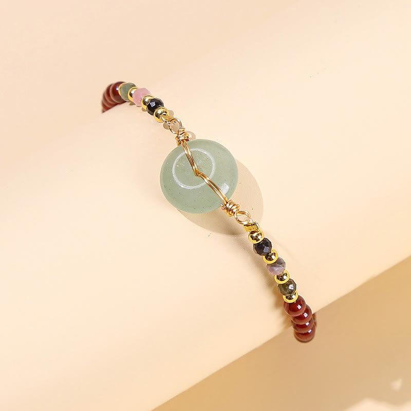 Fortune Jewel Natural Garnet Peace Buckle Bead Calm Bracelet