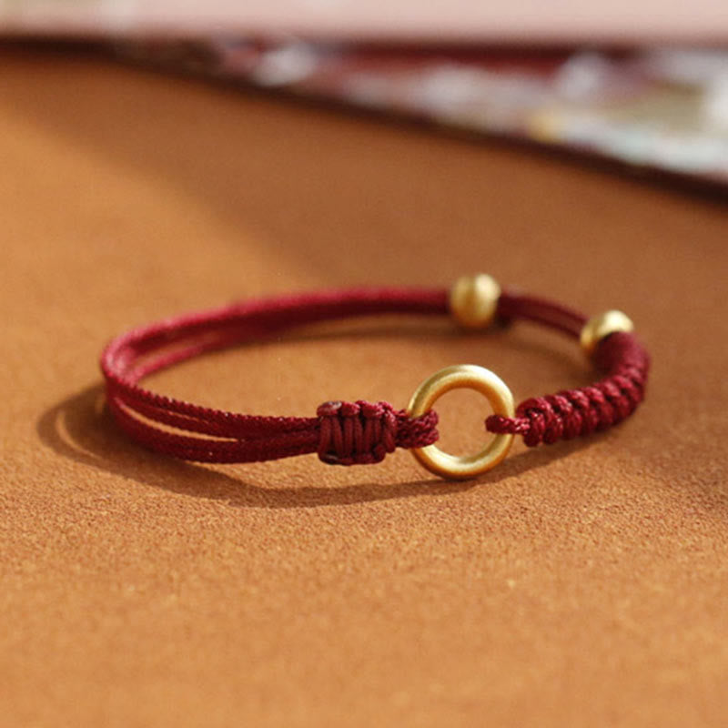 Fortune Jewel Alloy Peace Buckle Luck Red String Bracelet