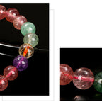 Fortune Jewel Natural Multicolored Strawberry Quartz Love Healing Beaded Bracelet