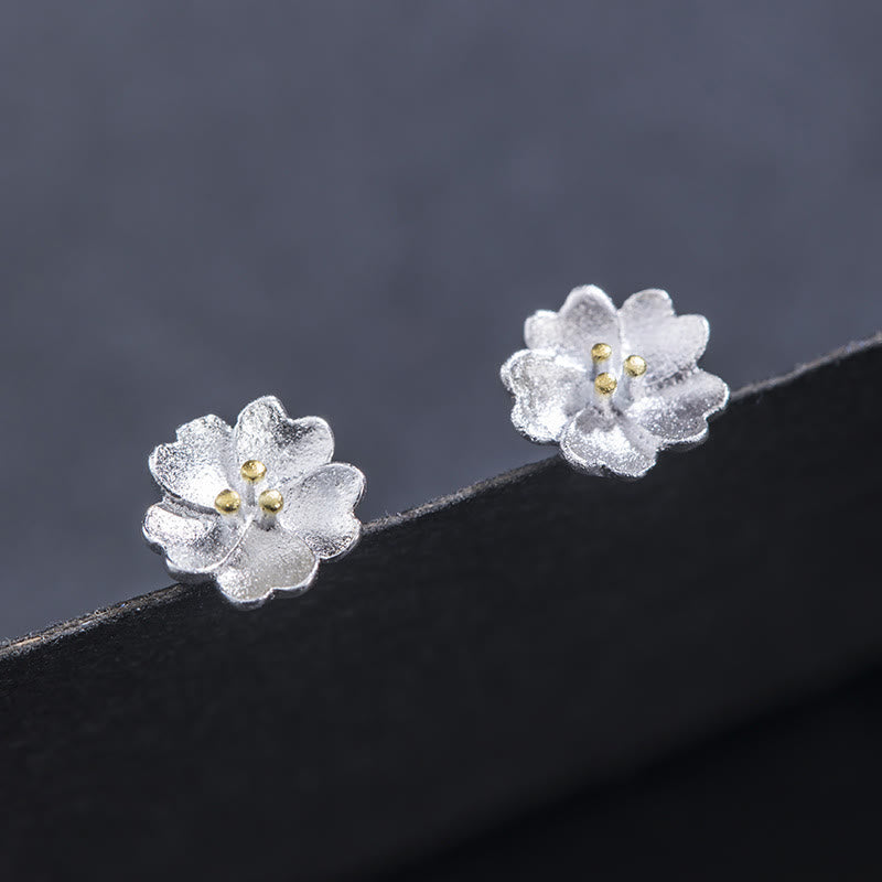 Fortune Jewel 925 Sterling Silver Cherry Blossoms Floral Calm Stud Earrings