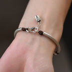 Fortune Jewel 999 Sterling Silver Bamboo Pattern Cicada Luck Wealth Bracelet