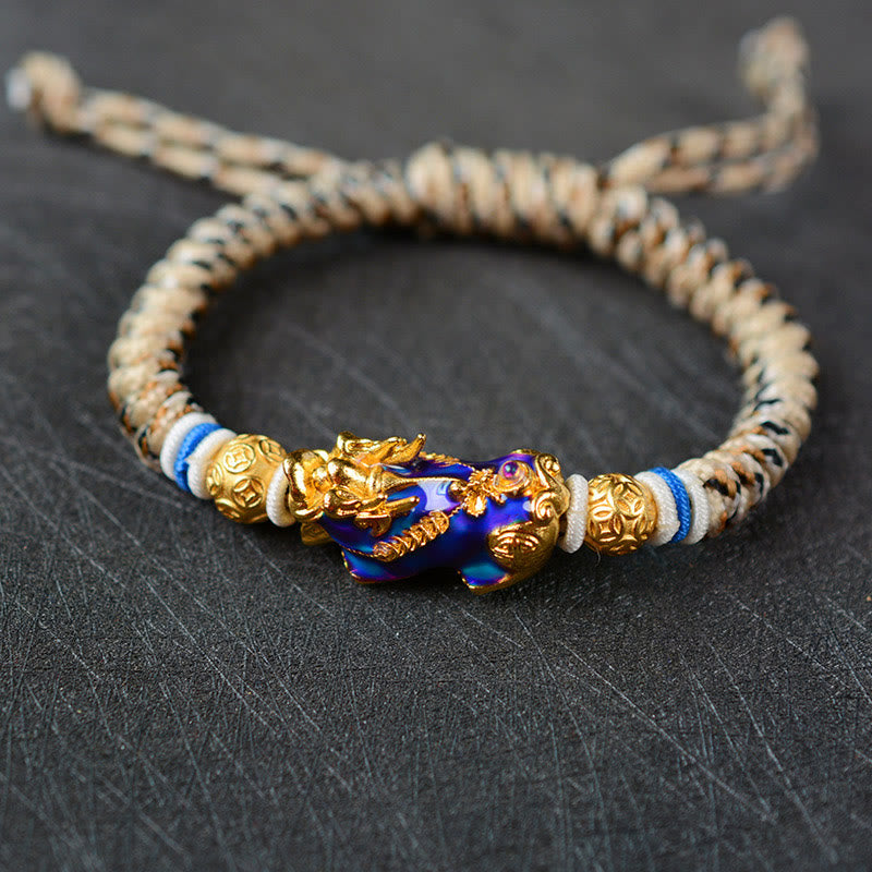 Fortune Jewel Feng Shui PiXiu Color Change Copper Coin Beads Wealth String Bracelet
