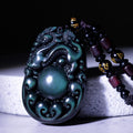 Fortune Jewel Tibetan Positive Rainbow Obsidian PiXiu Necklace