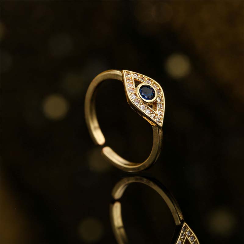 Fortune Jewel Evil Eye Protection Blessing Copper Ring