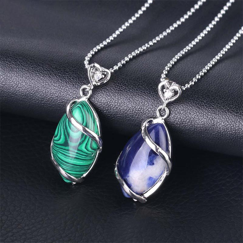 Fortune Jewel Marquise Pattern Natural Crystal Stone Charm Necklace Pendant