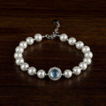 Fortune Jewel 925 Sterling Silver Pearl Blue Chalcedony Healing Chain Bracelet Ring
