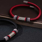Fortune Jewel 925 Sterling Silver Om Mani Padme Hum Peace Red String Bracelet