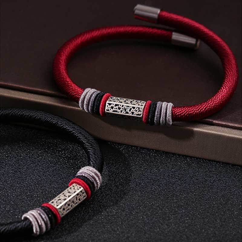 Fortune Jewel 925 Sterling Silver Om Mani Padme Hum Peace Red String Bracelet