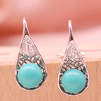 Fortune Jewel 925 Sterling Silver Turquoise Beaded Pattern Protection Drop Dangle Earrings