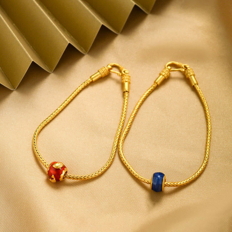 Fortune Jewel Tibetan 18K Gold Om Mani Padme Hum Lucky Koi Fish Fu Character Ingot Copper Coin Peace Bracelet