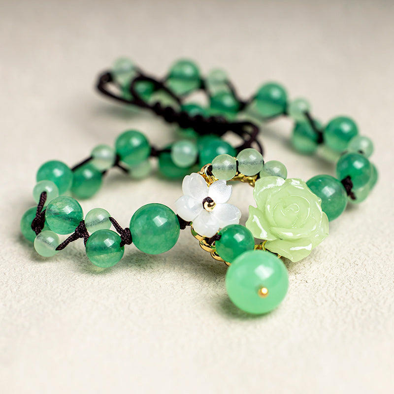 Fortune Jewel Financial Success Jade Braided Weave Prosperity Abundance Anklet