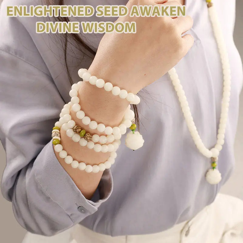 Buddha Stones "Hoping for Serenity and Mindfulness" Bodhi Lotus Mala Includes Gift Message Card Fortune Jewel