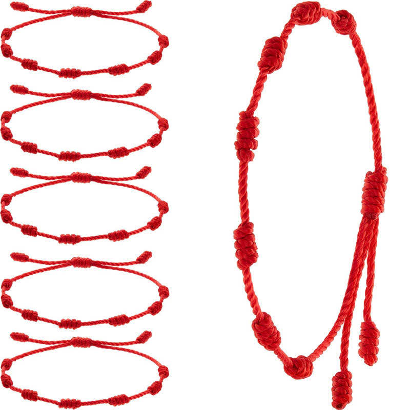 Fortune Jewel 4Pcs Evil Eye Seven Knot Red String Protection Bracelet