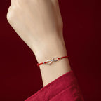 Fortune Jewel 925 Sterling Silver Endless Knot Protection Luck Red String Bracelet Anklet