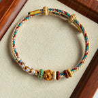 Fortune Jewel Handmade Dunhuang Color Peach Blossom Pattern Braid String Bracelet